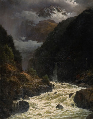 John Gibb Flood in the Otira Gorge Collection of Christchurch Art Gallery Te Puna o Waiwhetū; Betsy Oamara Pearce bequest, 2005