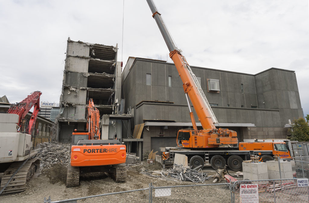 The Gallery Apartments next to the Gallery being demolished. Photo: John Collie