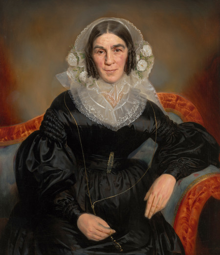 Laurent Joseph Olivier Portrait of Madame Justine Delcour 1840. Oil on canvas. Collection of Christchurch Art Gallery Te Puna o Waiwhetū, purchased, 1971