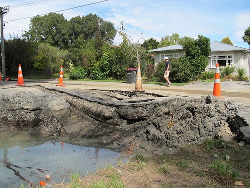 A Christchurch pothole, the cyclist's curse and to be avoided at all costs.