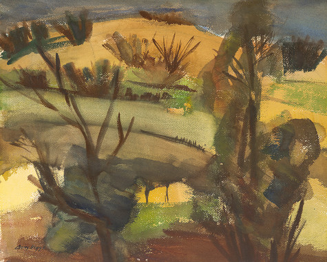 Avis Higgs Early Spring 1972. Watercolour on paper. Collection of Christchurch Art Gallery Te Puna o Waiwhetū, purchased 1972.