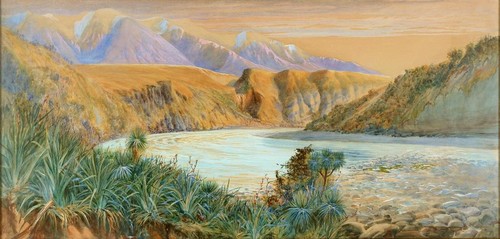 Edwyn Temple The Gorge of the River Rakaia from Mt Hutt, New Zealand. Collection of the Guild of St George, Museums Sheffield. Reproduced with permission