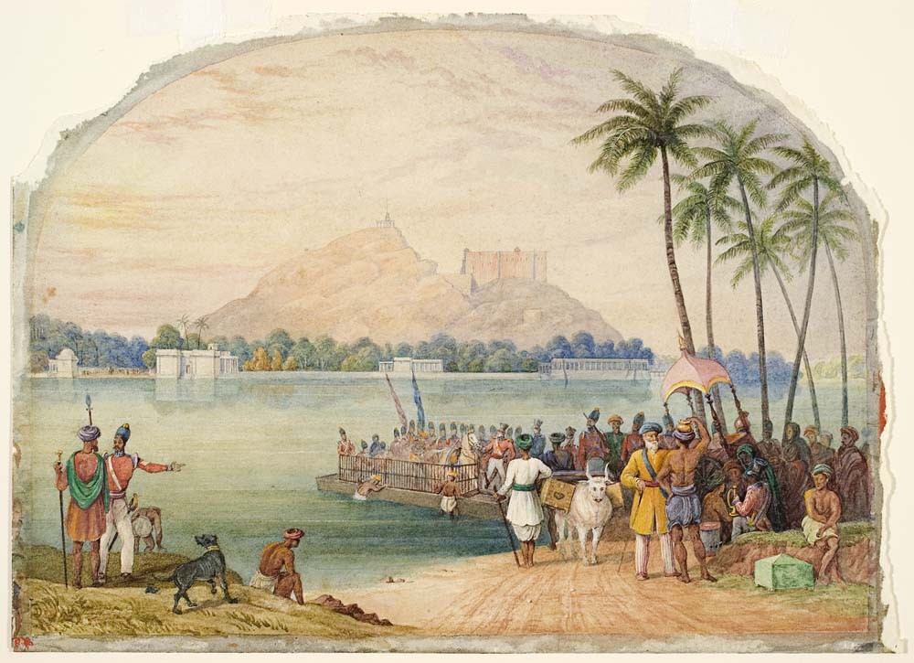 William Daniell Troops crossing a river in India c.1790. Watercolour. Collection of Christchurch Art Gallery Te Puna o Waiwhetū
