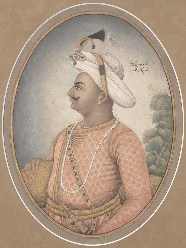 Unknown artist Tipu Sultan undated. Ink, gouache and gold on paper. UC Berkeley, Berkeley Art Museum