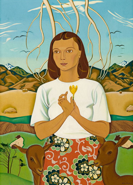 Rita Angus A Goddess of Mercy 1945–47. Oil on canvas. Collection of Christchurch Art Gallery Te Puna o Waiwhetū, purchased 1956