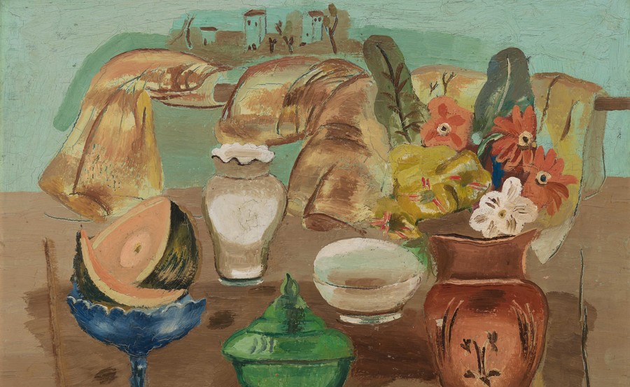 Frances Hodgkins Still Life (detail) c. 1932. Oil on wood panel. Collection of Christchurch Art Gallery Te Puna o Waiwhetū, purchased 1979
