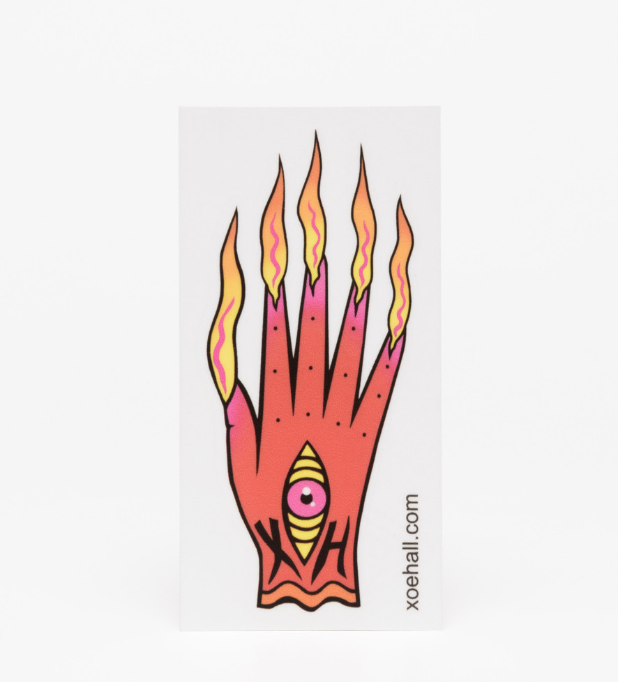 Xoë Hall Flaming Hand Sticker