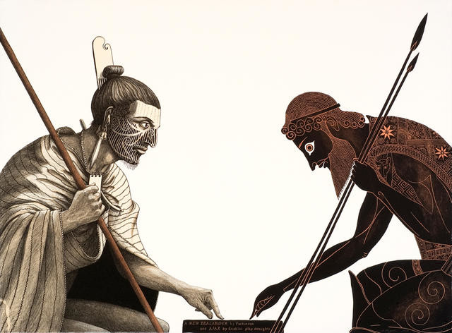 A New Zealander by Parkinson and Ajax by Exekias play draughts