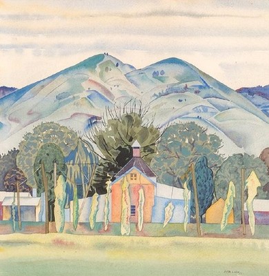 Rita Angus Hop Kiln, Motueka 1941. watercolour. Collection of Christchurch Art Gallery Te Puna o Waiwhetū, Harry Courtney Archer estate, 2002