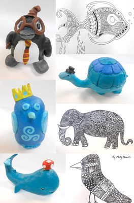 Works showing creatures created by the pupils of Leumeah High School, partly inspired by the Christchurch Art Gallery collection. Reproduced with permission