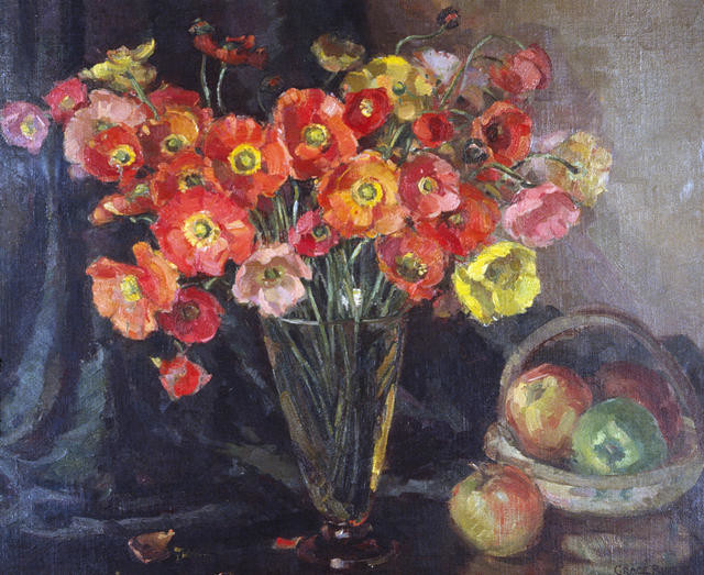 Red poppies in a vase