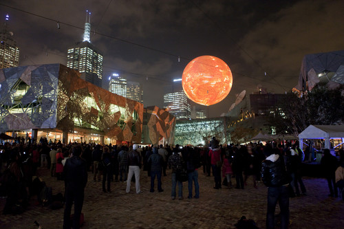 Rafael Lozano-Hemmer Solar Equation 2010. Federation Square, The Light in Winter Festival, Melbourne, Australia. Photo: Marcel Aucar