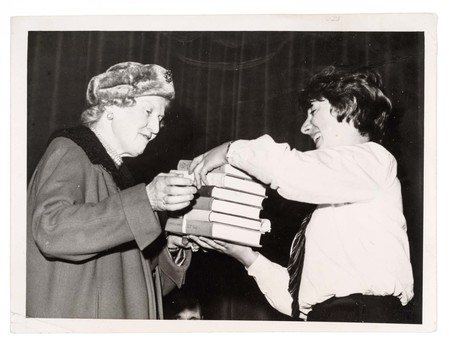 With Helen Percy, Duchess of Northumberland, prize-giving at Duchess’s Grammar School, Alnwick, Northumberland, 1963