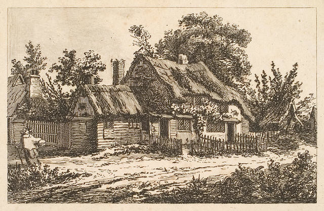 Cottage With Figure At Left