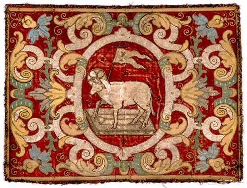 The Pascal Lamb, Circa 1660, Appliqué with silver thread Circa 1660