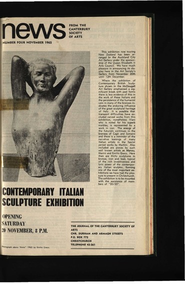 Canterbury Society of Arts News, number 4, November 1965