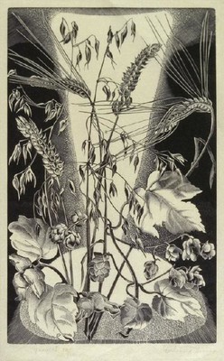 Gertrude Hermes, British, 1901-1983. Harvest 1929, wood-engraving. Collection Christchurch Art Gallery Te Puna o Waiwhetū, presented by Rex Nan Kivell, 1953.