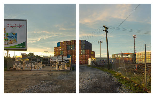 View from Waltham Road of Former Christchurch Gasworks Site (after Rita Angus and Glenn Busch)