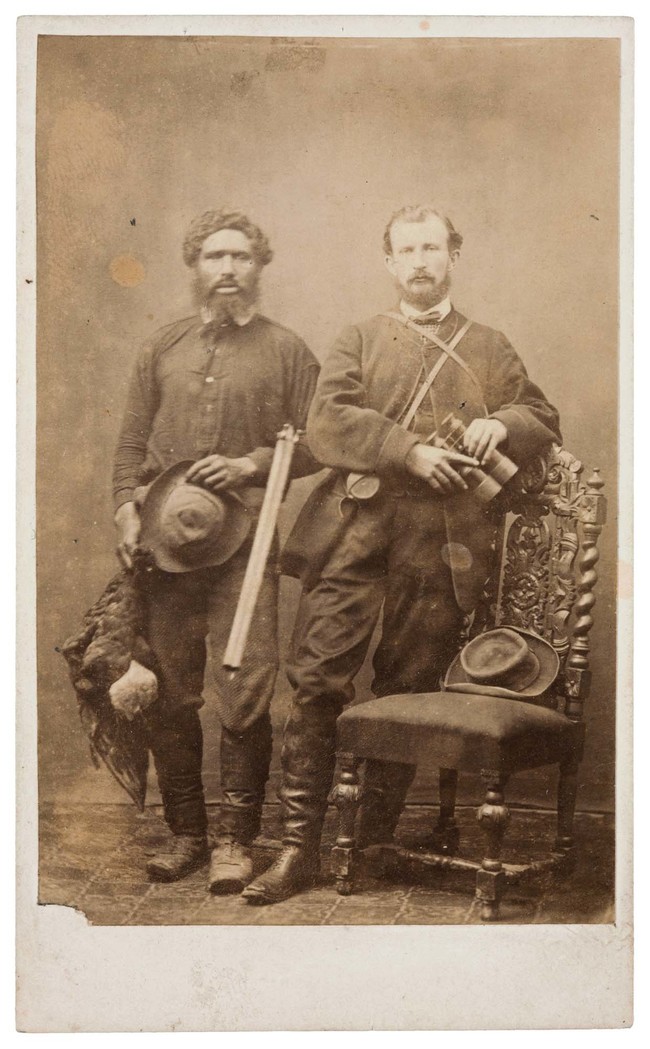 Tait Brothers Kere Tutoko and Gerhard Mueller 1866. Albumen carte-de-visite. Alexander Turnbull Library, Wellington, Isabel Forrest collection (PA2-1764)