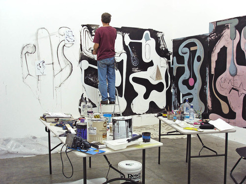 Mark Braunias painting back room, Anti-Groovy exhibition, Jonathan Smart Gallery 12 -30 May 2015. Thanks to Jonathan Smart and Vicki Piper for these images.