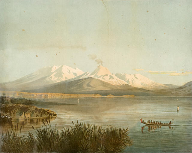 Ruapehu And Tongariro Mountains From Lake Taupo