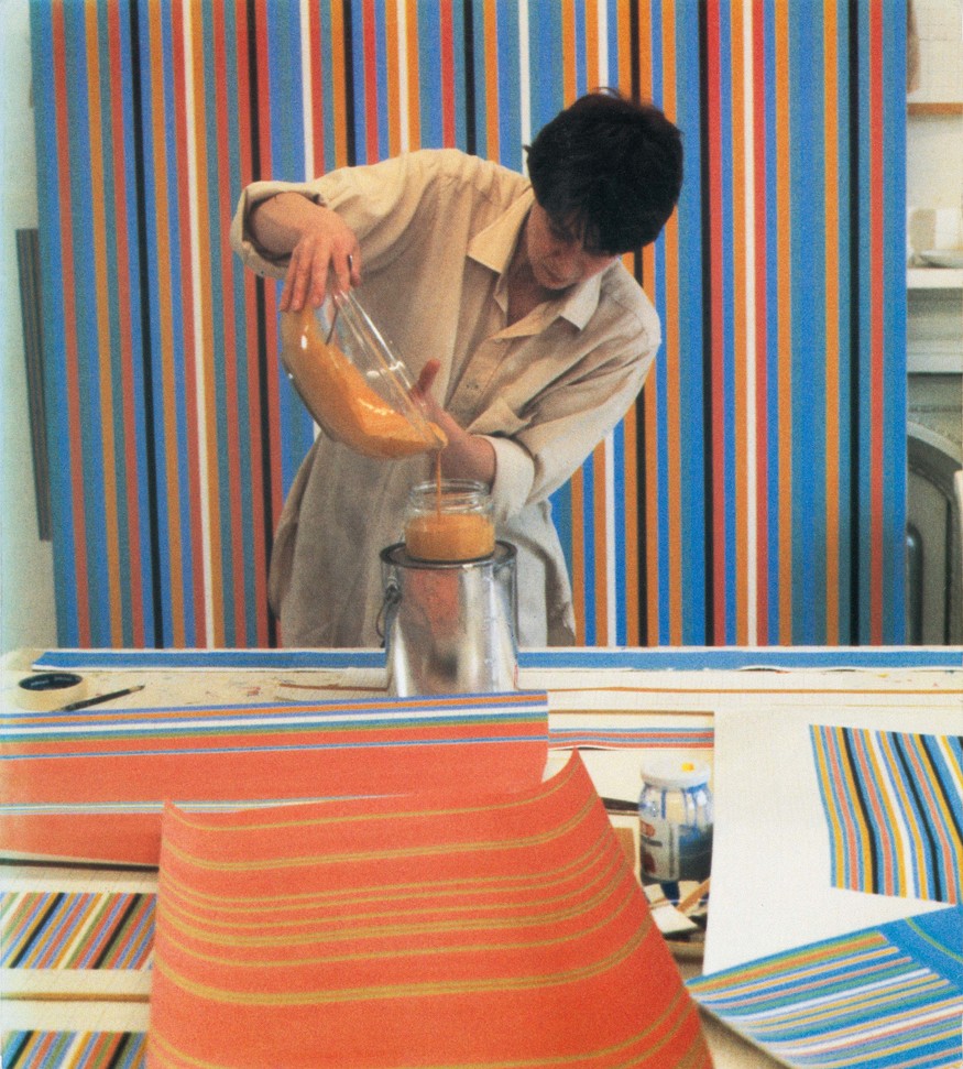 Bridget Riley working in her London studio c.1980. Photo: Bill Warhurst