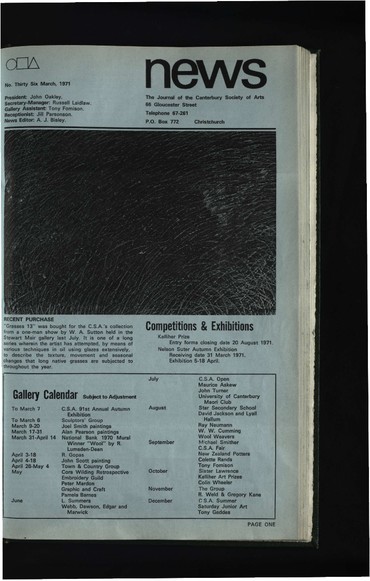 Canterbury Society of Arts News, number 36, March 1971