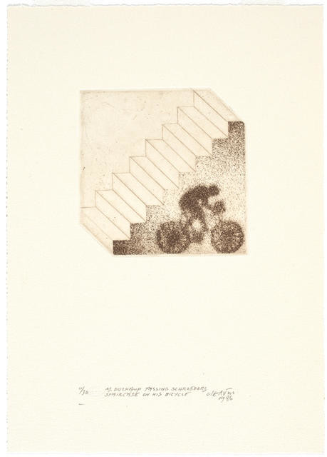 M. Duchamp Passing Schroeders Staircase On His Bicycle