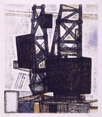 Prunella Clough Cranes. Lithograph. Collection Christchurch of Art Gallery Te Puna o Waiwhetū, presented by Mr Rex Nan Kivell 1953.