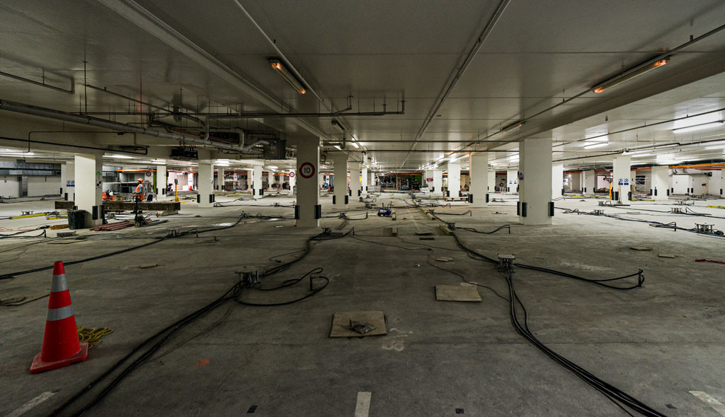 The robotic stations monitoring the movement of the building during the re-levelling process. Photo: John Collie