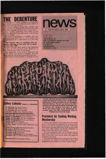 Canterbury Society of Arts News, number 27, September 1969