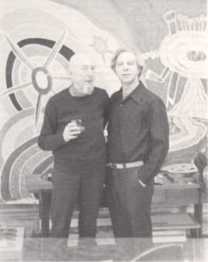 Len Lye and Max Gimblett in Lye's studio, New York, 1980. Art New Zealand 17.