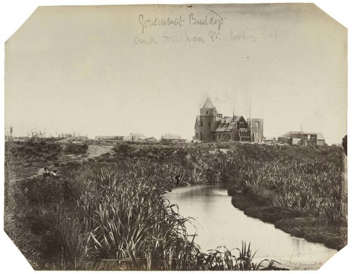 Dr Alfred Charles Barker Christchurch Government Buildings 5.45 a.m. Dec 16 1858 1858. Albumen photograph. Barry Hancox Collection