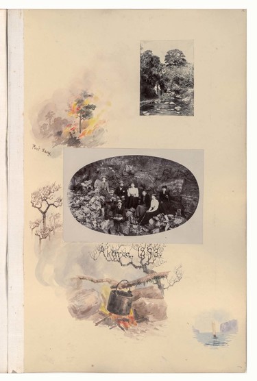 Margaret Stoddart Camping at Akaroa 1893. Album 2, Canterbury Museum, 2015.115.46-50, p.12