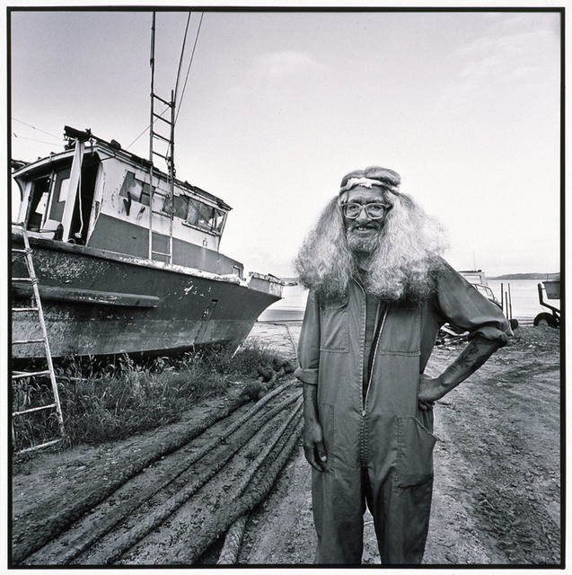 Golly and his boat, Chatham Island