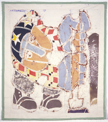 Philip Trusttum Digging 1989. Acrylic on loose canvas. Collection of Christchurch Art Gallery Te Puna o Waiwhetū, purchased 1990. Reproduced courtesy of Philip Trusttum