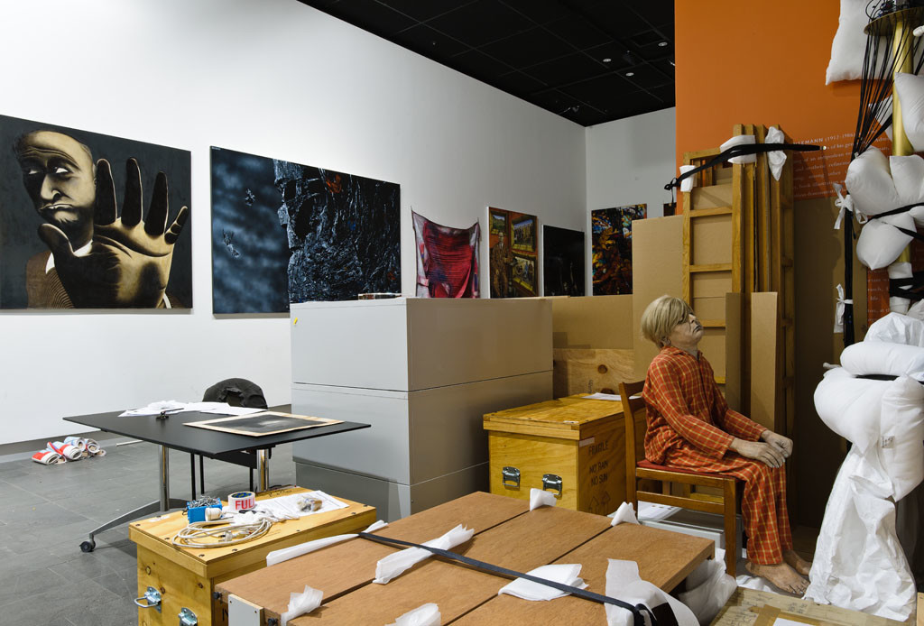 Collection artworks in temporary storage. Photo: John Collie