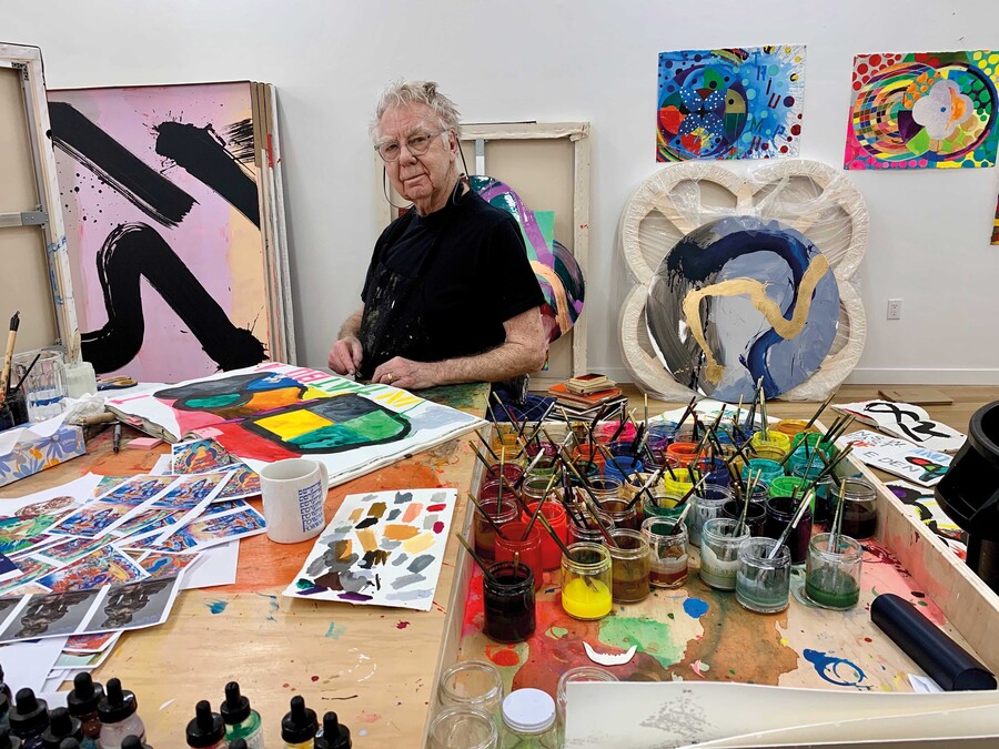 Max Gimblett in his studio, June 2020