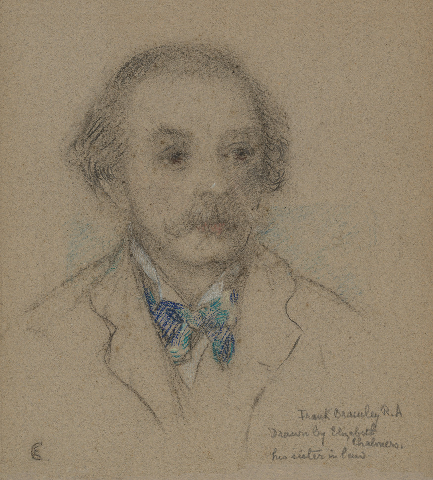 Elizabeth Graham Chalmers Portrait of Frank Bramley c. 1911. Pencil and pastel on paper. Christchurch Art Gallery Te Puna o Waiwhetū, gift of Caroline Cameron, granddaughter of the artist, 2020