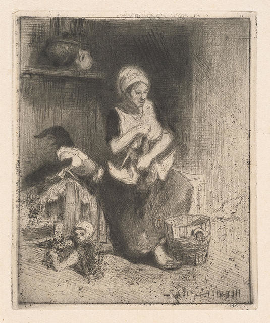 Woman Plucking a Hen