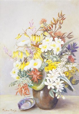 Beatrice Partridge Flora Of New Zealand 1958. Oil on canvas on board. Collection of Christchurch Art Gallery Te Puna o Waiwhetū, presented by the artist, April 1958