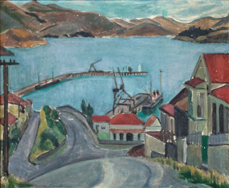 Margaret Frankel Old Houses, Lyttelton c. 1946. Oil on canvas. Private collection. Photo: Briar Kinney