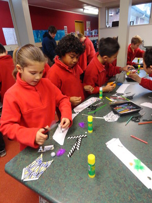 Busy making thier waka at Bishopdale Primary School