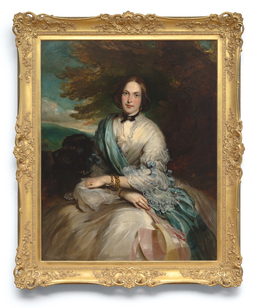 Thomas Musgrove Joy Mrs T. Fraser Grove with a Favourite Dog 1849. Oil on canvas. Collection of Christchurch Art Gallery Te Puna o Waiwhetū, purchased 1976