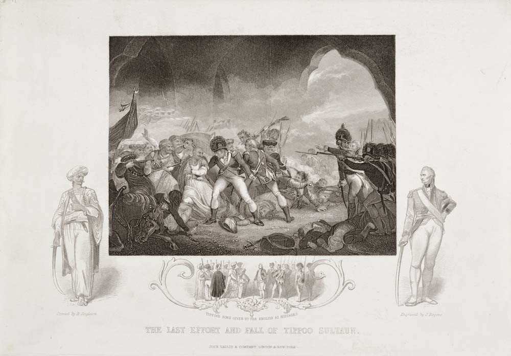 John Rogers, after Henry Singleton The last effort and fall of Tippoo Sultaun undated. Engraving. Collection of Christchurch Art Gallery library archives