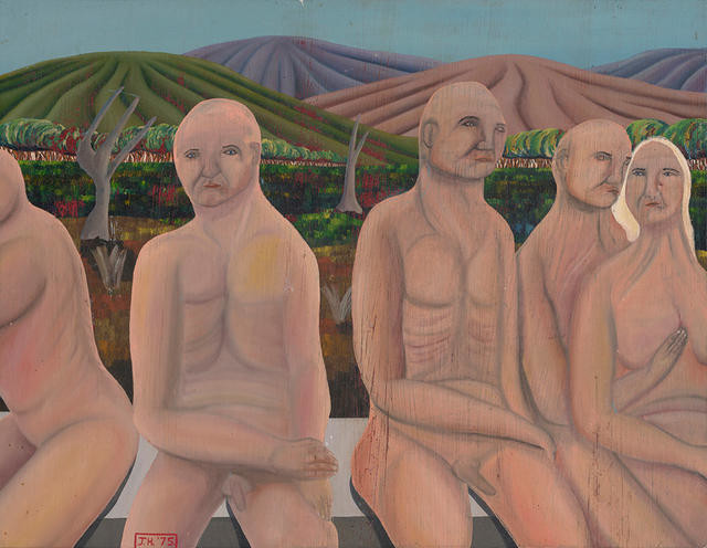 Five Seated Figures in Landscape