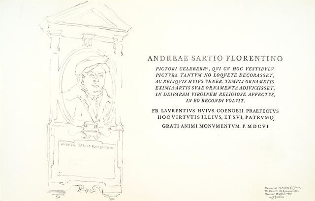 Memorial to Andrea Del Sarto, The Cloister, SS Annunziata, Florence, 15 April 1974