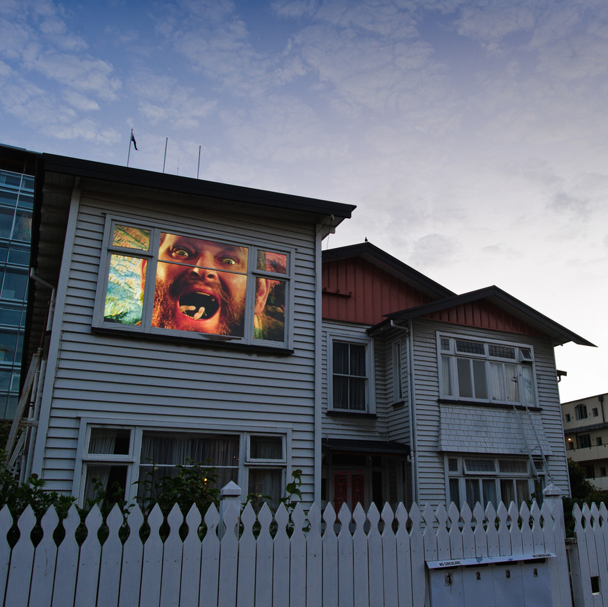 Installation view of Ronnie van Hout The creation of the world 2011. Digital video. Collection of the artist. Photo: John Collie