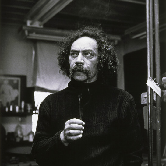 Marti Friedlander Ralph Hotere - The Artist's Studio, Port Chalmers 1979. Photograph. Collection of Christchurch Art Gallery Te Puna o Waiwhetū 1998