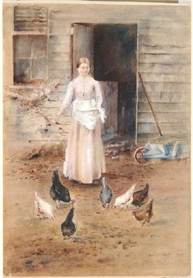 Girl Feeding Poultry, 1890, Frances Hodgkins